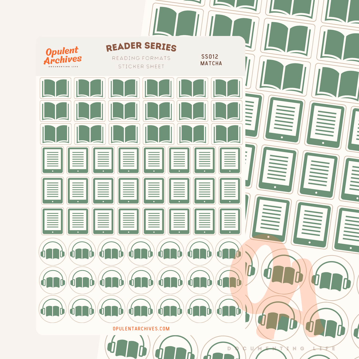 Reader Series Sticker Sheet: Formats - Matcha