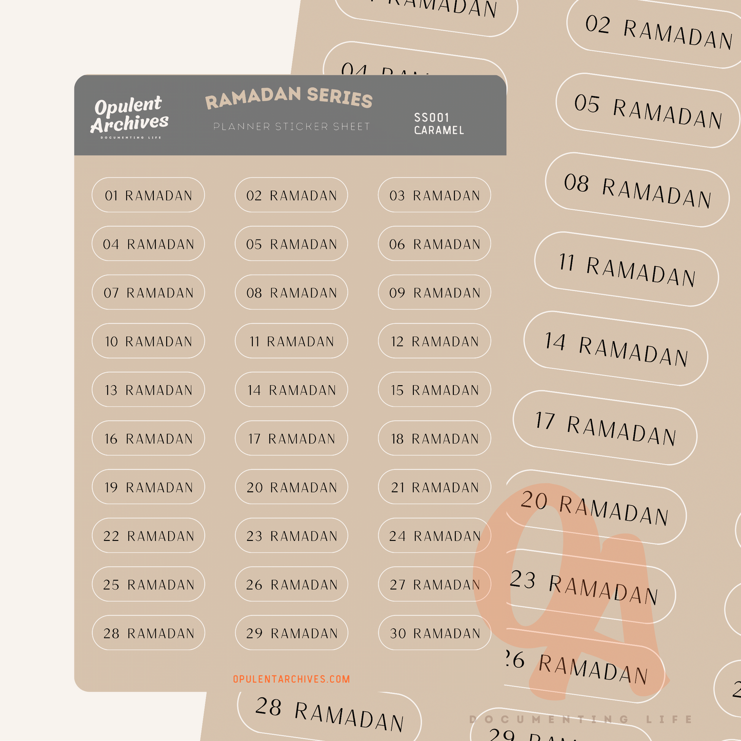 Ramadan Series Sticker Sheet: Planner - Caramel