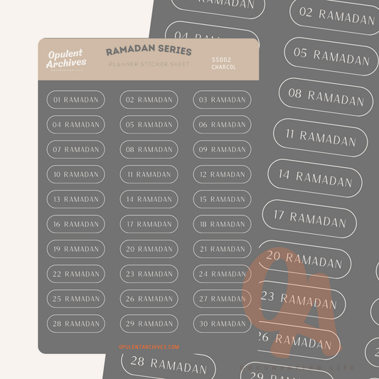 Ramadan Series Sticker Sheet: Planner - Charcoal