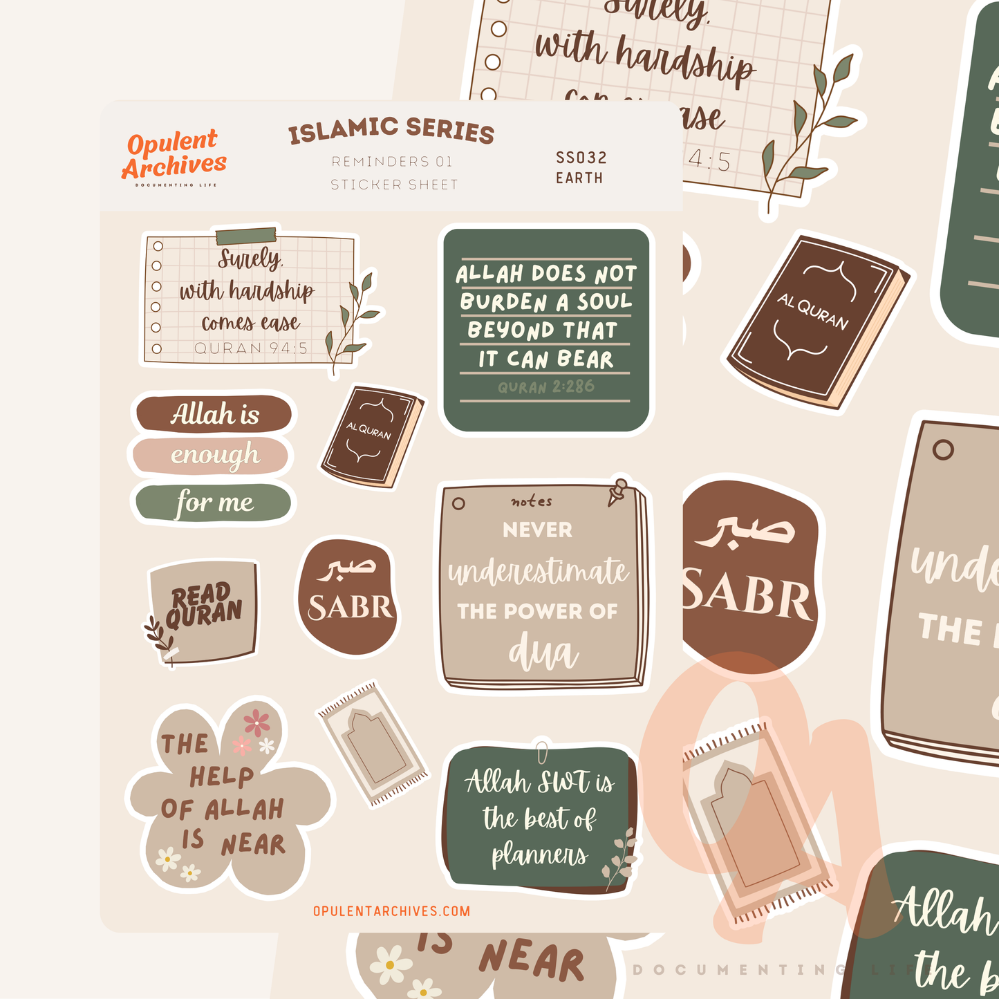 Islamic Reminders 01 Sticker Sheet - Earth