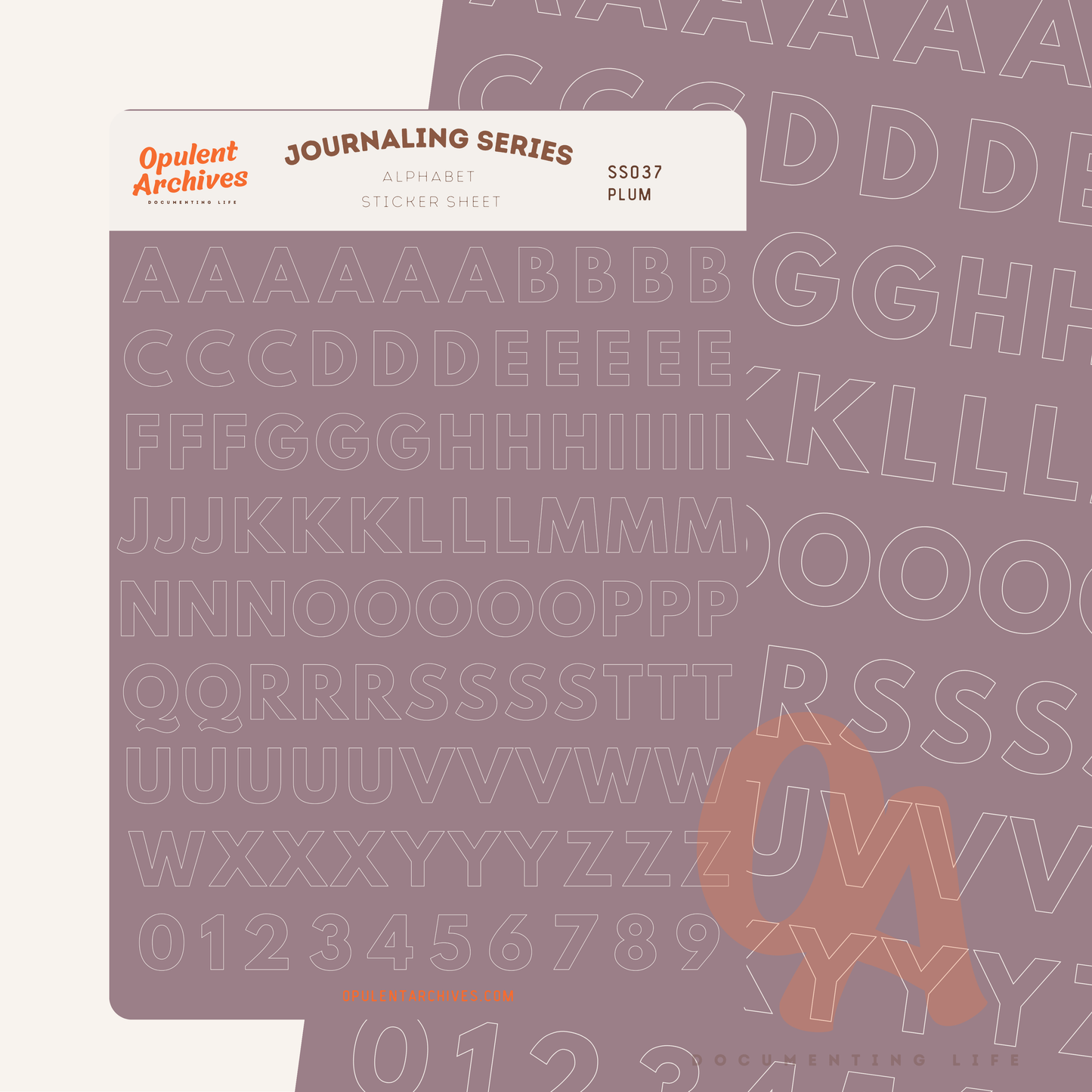 Alphabet Sticker Sheet - Plum