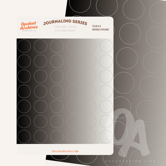 Circles/Dots Sticker Sheet - Monochrome