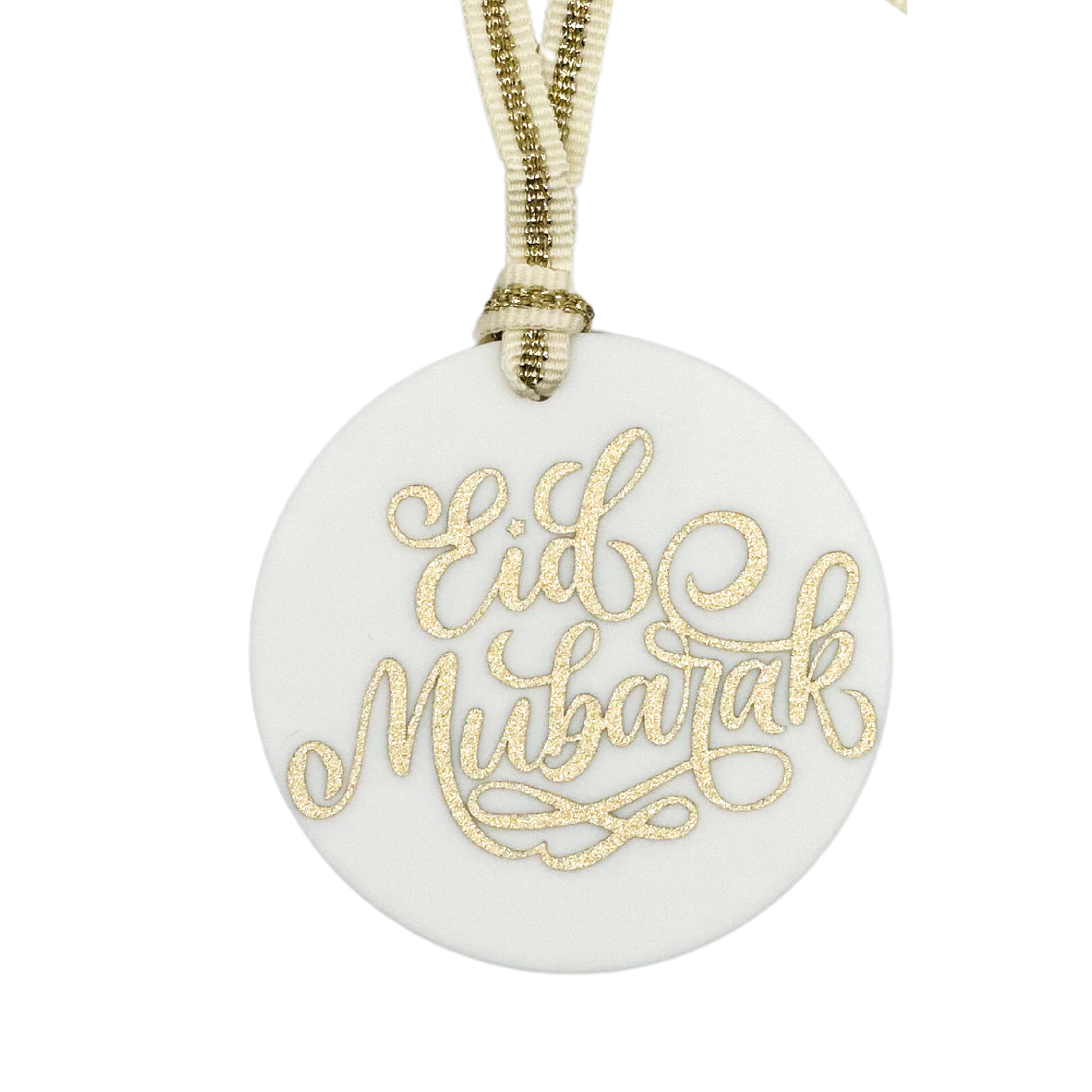 Acrylic Gift Tag - Eid Mubarak White