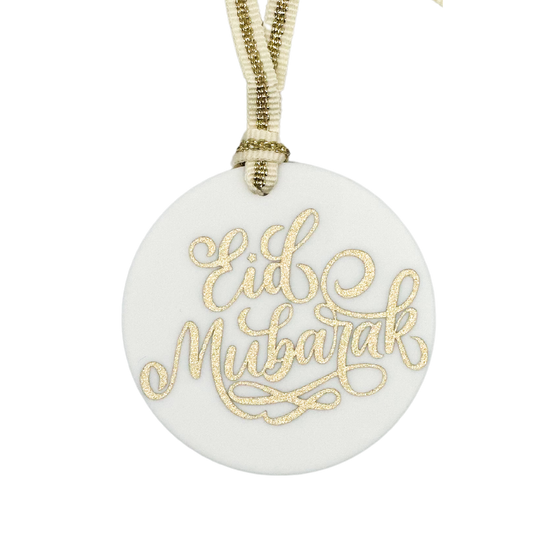 Acrylic Gift Tag - Eid Mubarak White