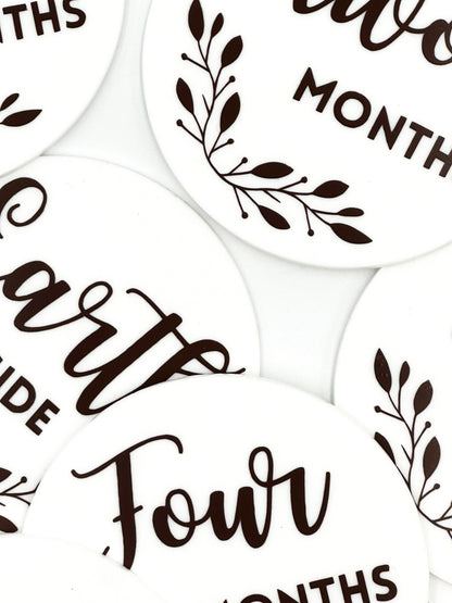 Baby Milestone Discs - Acrylic White/Brown